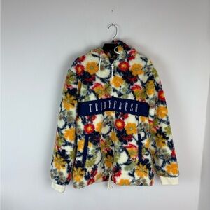 NWT Teddy Fresh Floral Sherpa Half Zip Hoodie Jacket Sweatshirt size M